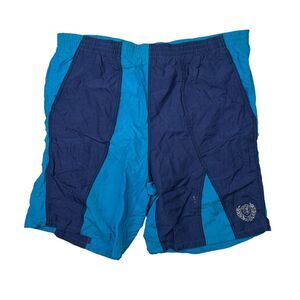 Givenchy VTG 90s Colorblock Mesh Lined Swim Trunks FLAW Blue Mens M Medium